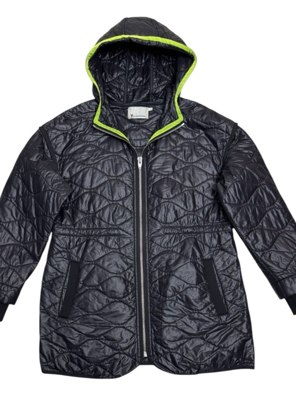 T ALEXANDER WANG Long Lightweight Designer Black Puffer Jacket Coat Womens Small